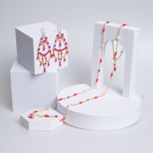 box rete rossa orecchini e collana