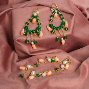 bracciale corallo rosa e giada