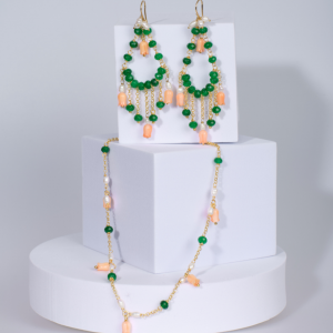 box orecchini e collana verdi