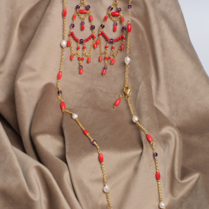 orecchini con corallo bambù rosso