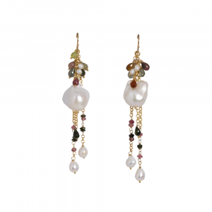 orecchini con perle barocche e tormaline