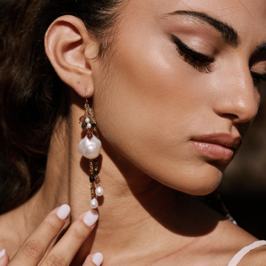 orecchini con perle barocche e tormaline