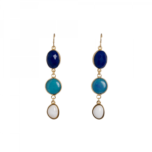 Orecchini con agata blu, agata azzurre e agata bianca