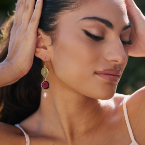 orecchini vintage con labradorite e cristallo borgogna