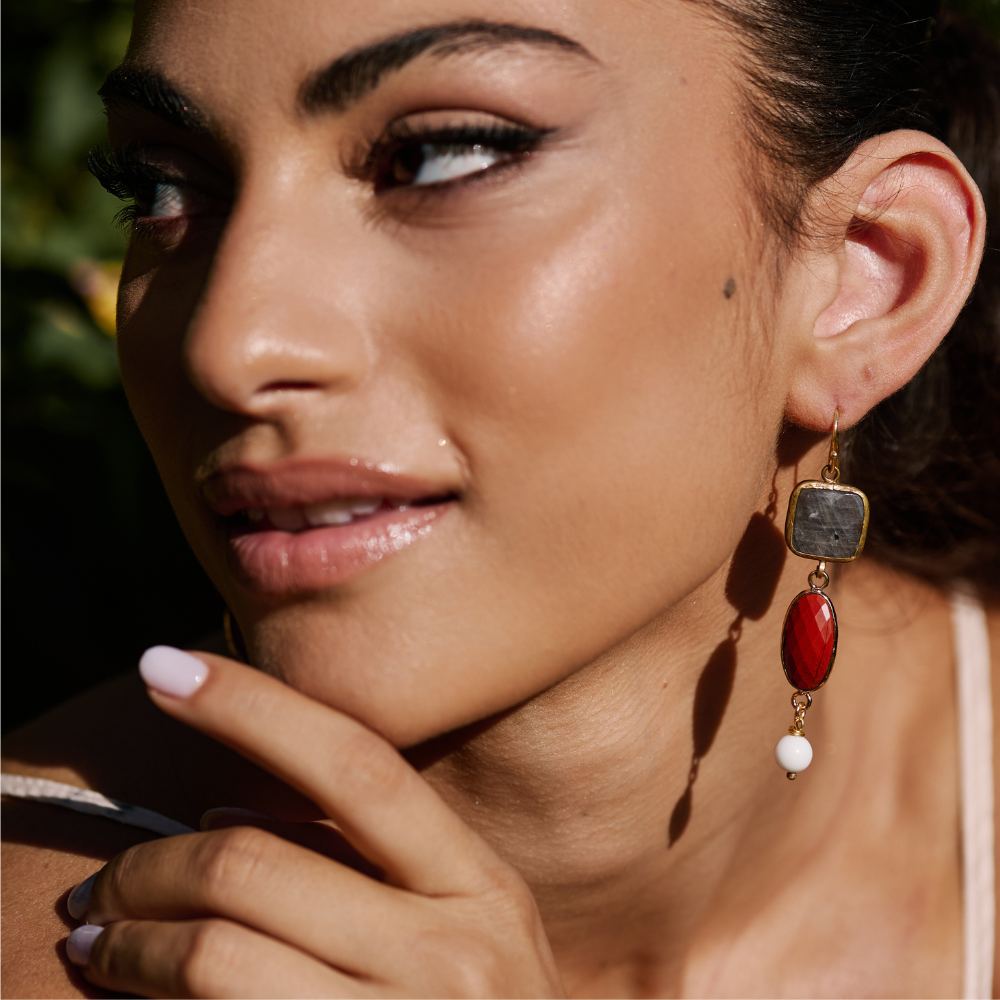 orecchini labradorite e agata