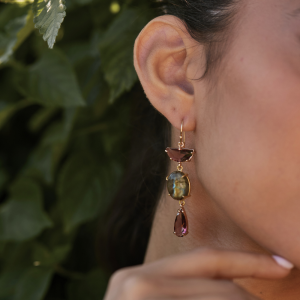 orecchini con labradorite e cristalli fumè