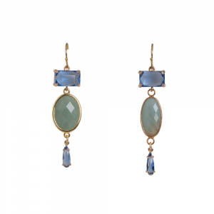 orecchini con cristalli azzurri e giada