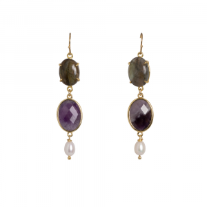 orecchini con labradorite e cristalli viola