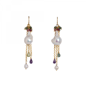 orecchini con perle barocche e tormaline