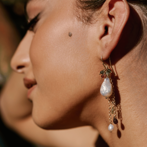 orecchini con perle barocche e tormaline